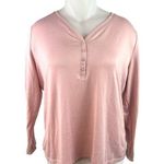 Charter Club  Intimates Women's Pink Long Sleeve Henley Lounge Pajama Top Sz 2XL Photo 0