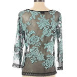 Karen Kane Tiffany Blue Embroider Rose Floral Sheer Whimsical Blouse Size XS Photo 1