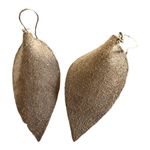 Faux Leather Teardrop Earrings – Double Layer – Bronze & Black – Lightweight Gold Photo 4