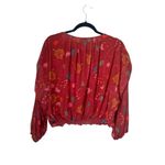 Free People Wildflower Honey Berry Top Size XS Magenta Burgandy Floral Cropped Photo 3