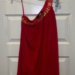 Ever Pretty NWT  Red One Shoulder Rhinestone Accent Tunic Top Size US 4 Photo 0