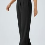 Halara High Waisted Straight Leg Work Pants Shirred Waist Zip Button Pockets ST Photo 0