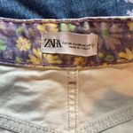 ZARA  Purple Floral Shorts Denim High-Waisted Photo 7
