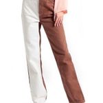 Topshop  paneled straight Kort jeans in brown and white
Women’s Size 9 Photo 3