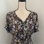 MikaRose Fit Flare Midi Dress 1X Floral Navy Blue Orange Flower Boho Bloomcore Photo 5