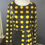 Women’s Black & Yellow Polka Dot Dress Long Sleeve Asymmetrical Hem Size 2XL Photo 1