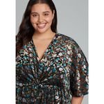 Modcloth  Shimmering Black Floral Dramatic Depths Velvet Short Sleeve Dress XL Photo 2