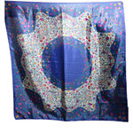 VTG Blue Purple Floral Square Scarf 31" Retro Vintage Cottage Boho Fairy Gma AOP Photo 1