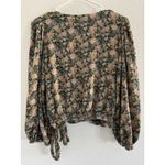 American Eagle Top Womens Large Green Cropped Tie Floral Boho Prairie Festival Photo 1