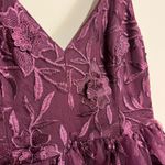 Lulus  Dress Pure Poise Dark Purple 3D Embroidered Tulle Midi Medium NWT Photo 6