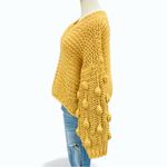 American Threads  Mustard Chunky Knit Bobble Sleeve V-Neck Sweater M Photo 2