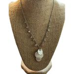 Cookie Lee  Silver tone necklace shell light pink faux pearl dangles adjustable Photo 0