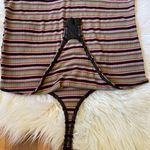Free People  Ribbed Knit Long Sleeve Put A Stripe On It Thong Bodysuit Photo 9