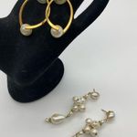 TWO PAIRS VINTAGE FAUX PEARL GOLD TONE EARRINGS Photo 0
