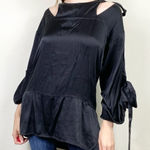 Vivienne Westwood  Anglomania Black Silk Cutout Bow Tie Long Sleeve Tunic Blouse Photo 0