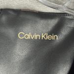 Calvin Klein  Jumpsuit XS Black Faux Leather Wide Leg V-Neck Tie Waist Formal Photo 6