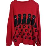 Unique 1 Native Mainer Cable Dog Knit Sweater Size Large Red Photo 1