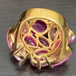 JC China Signed Pink Fuchsia Pink Cluster Crystal Cocktail Ring Size 5.5 Photo 13