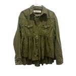 We The Free Olive Green Dylan Peplum Shirt Button Snap Front Western Style XS Photo 1