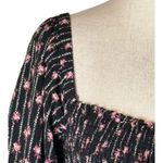 WAYF Dress Womens Small Black Pink Floral Print Square Neck Smocked Nevaeh Midi Photo 6
