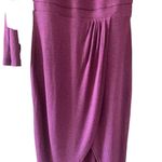Heather Modal Trendy Burgundy Knit High Low Front Wrap Pleated Crewneck SZ S Purple Photo 3