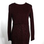 H&M Corporate Goth Dark Red Black Heathered Long Sleeve Cut out Back Dress NWT Photo 2