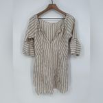 Free People  Folk Town‎ Linen Off-Shoulder Striped Mini Dress Size XS Photo 1