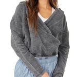 Free People Movement black criss cross cropped hooded terry sweatshirt Photo 0