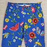 J. McLaughlin Margot Cropped Pants Womens 8 Blue Floral Butterfly Side Zip Capri Photo 9