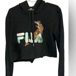 FILA  x Bandier Black Cropped Hoodie with Tiger Design Photo 0