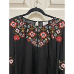 Blue Rain Francesca’s  Black And Floral Embroidered Bell Long Sleeve Mini Dress Photo 2