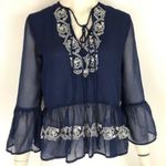 Walter Baker  Embroidered Semi Sheer Peasant Top large NWT Photo 0