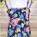 Island Escape Ladies Full Bust Tankini Bright Floral Print Size 14 Summer Beach Black Photo 4