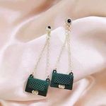 925 Silver Post Green Shoulder Bag Dangle Drop Earrings for Women Gold Photo 2