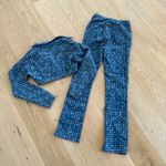 The Kript  - High Waist Skinny Flare Jeans in Warped Dot Denim in Blue Photo 5