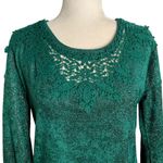 Maurice's Applique Cutout Pullover Sweater XS Green Metallic Silver Long Sleeves Photo 1