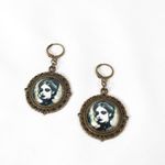 Handmade Victorian Goth Ophelia's Woe Crying Victorian Woman Earrings and Lace Choker Set Photo 2