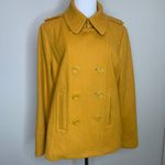 Relativity  Mustard Gold PeaCoat Sz Large Double Breasted Wool Blend Photo 1