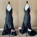 Mori Lee  | Black High Low Floral Accent Beaded Open Back Evening Gown Sz 8 Photo 5