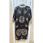 Kimono Vintage Mandarin Silk Robe Jacket Embroidered Geisha Oriental Jinhua MED Blue Photo 6
