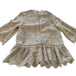 Chic Wish women's size crochet grey blouse, scalloped edges Photo 3