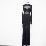 STAUD  Falcon Mesh Panel Long Sleeve Maxi Dress Black Size M Photo 1