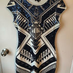 EXPRESS  Black and White Geometric Sequin Dress 0016 Photo 0