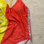 Juicy Couture Scoop Back Coral/Yellow Colorblock One Piece Strappy Swimsuit Photo 9