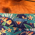 J. McLaughlin  Carly Catalina blue green tropical butterfly boat neck shirt S Photo 2