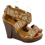 Diane Von Furstenberg  Tribal Opal Wedge Criss Cross Sandals Brown Beige 7.5 EUC Photo 7