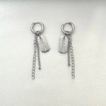 Razor Blade Shape Dangle Drop Earrings for Men Women Punk Hip Hop Unisex Style Silver Photo 1