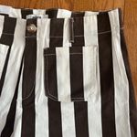 Mica High Rise Brown and Cream Striped Cropped Wide Leg Jeans Photo 2