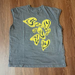 Free People Girl Dangerous  Muscle Tee Smiley Graphic Small Photo 0