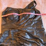 NWOT black one shoulder satin prom dress size 18W lace up back flared skirt slit Photo 4